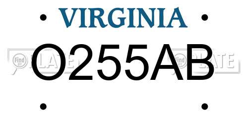 O255AB Virginia License Plate