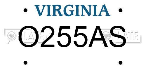 O255AS Virginia License Plate