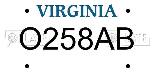 O258AB Virginia License Plate