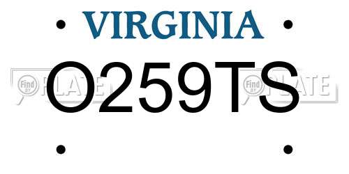 O259TS Virginia License Plate