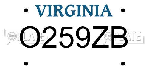 O259ZB Virginia License Plate
