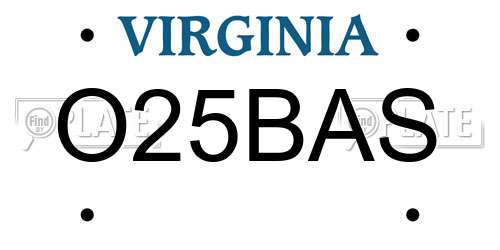 O25BAS Virginia License Plate