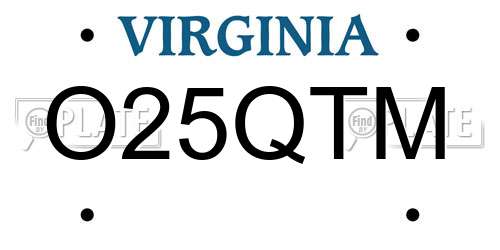 O25QTM Virginia License Plate