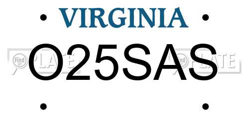 O25SAS Virginia License Plate