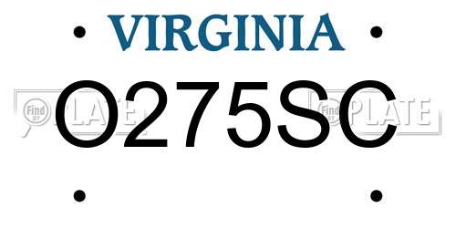 O275SC Virginia License Plate