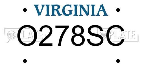 O278SC Virginia License Plate