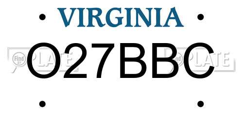 O27BBC Virginia License Plate