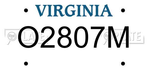 O2807M Virginia License Plate