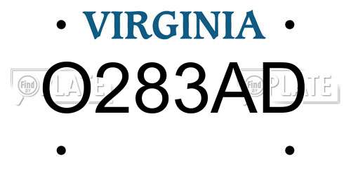 O283AD Virginia License Plate
