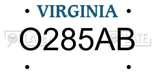 O285AB Virginia License Plate