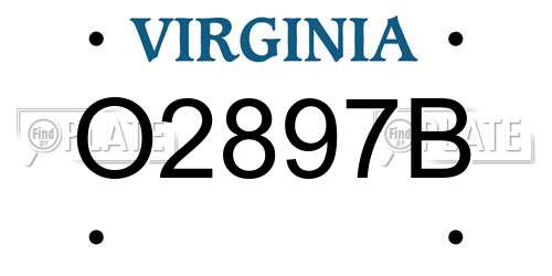 O2897B Virginia License Plate