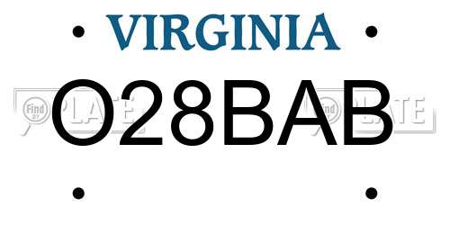 O28BAB Virginia License Plate