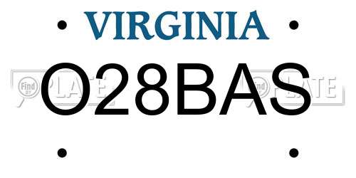 O28BAS Virginia License Plate