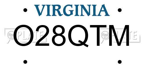 O28QTM Virginia License Plate