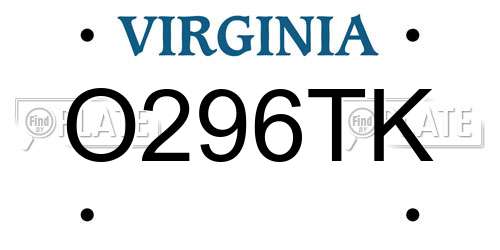 O296TK Virginia License Plate