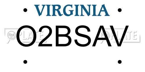 O2BSAV Virginia License Plate