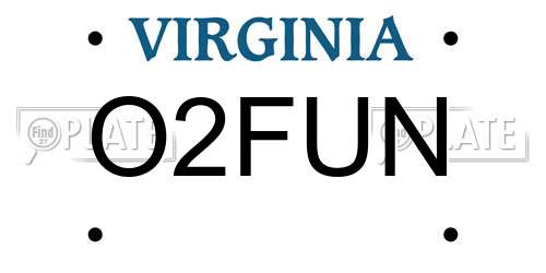O2FUN Virginia License Plate
