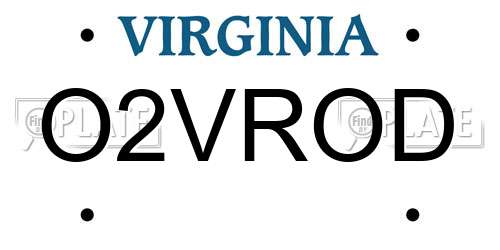 O2VROD Virginia License Plate