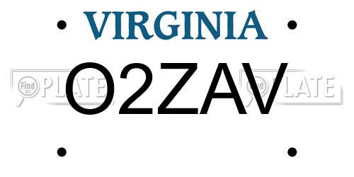 O2ZAV Virginia License Plate