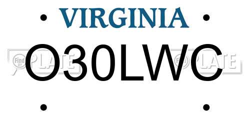 O30LWC Virginia License Plate