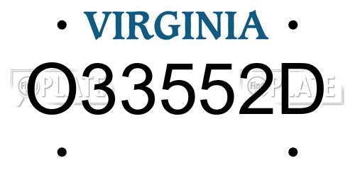 O33552D Virginia License Plate