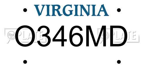 O346MD Virginia License Plate