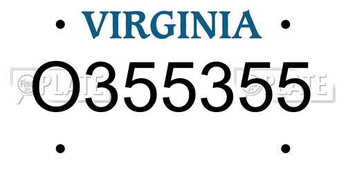 O355355 Virginia License Plate