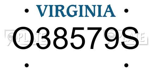 O38579S Virginia License Plate
