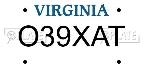 O39XAT Virginia License Plate