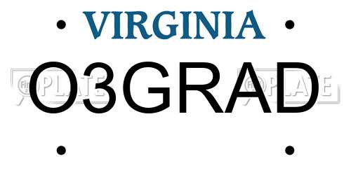 O3GRAD Virginia License Plate