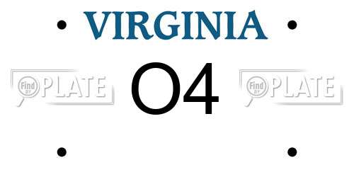 O4 Virginia License Plate