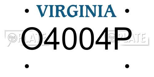 O4004P Virginia License Plate