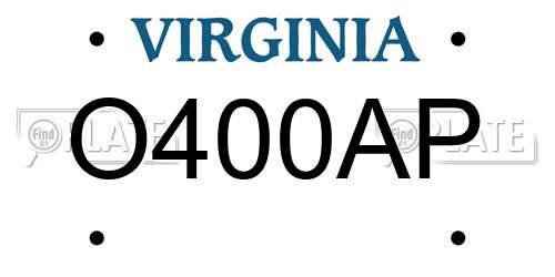 O400AP Virginia License Plate
