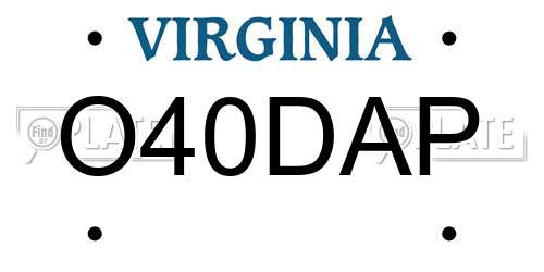 O40DAP Virginia License Plate