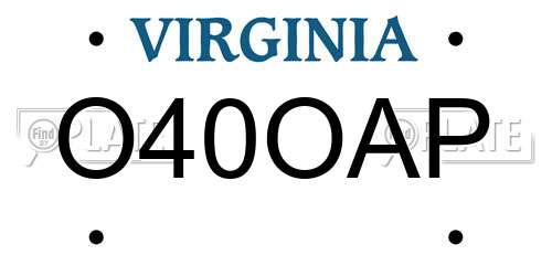 O40OAP Virginia License Plate