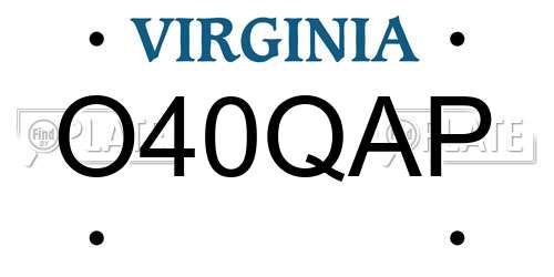 O40QAP Virginia License Plate
