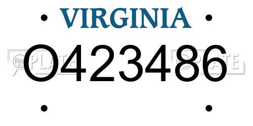 O423486 Virginia License Plate