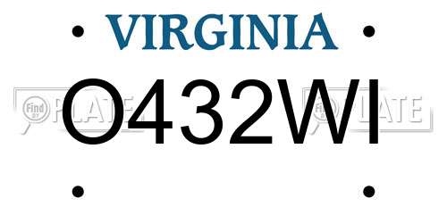 O432WI Virginia License Plate