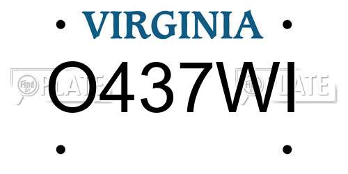 O437WI Virginia License Plate