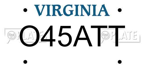 O45ATT Virginia License Plate