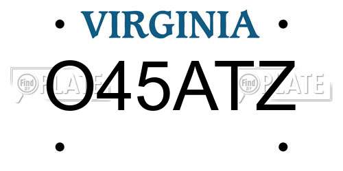 O45ATZ Virginia License Plate
