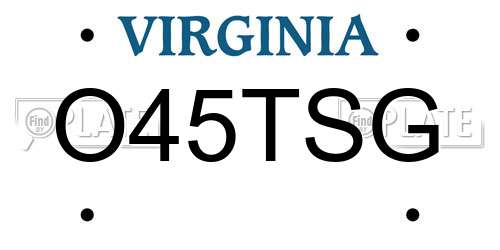 O45TSG Virginia License Plate