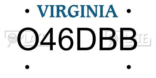 O46DBB Virginia License Plate