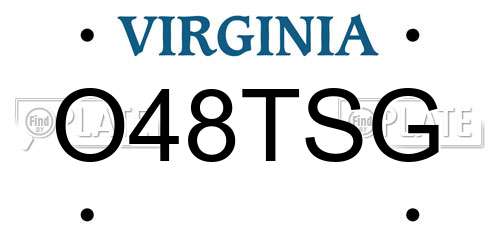 O48TSG Virginia License Plate