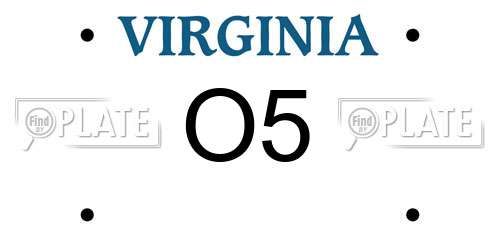 O5 Virginia License Plate