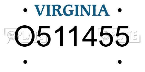 O511455 Virginia License Plate