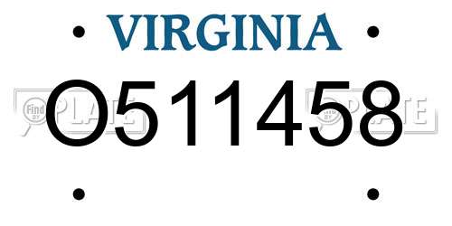 O511458 Virginia License Plate