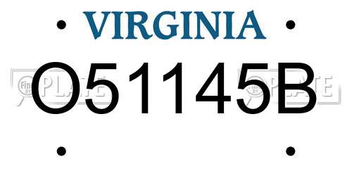 O51145B Virginia License Plate