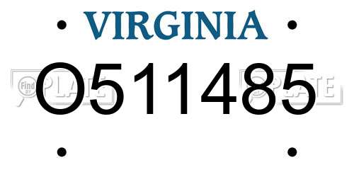 O511485 Virginia License Plate