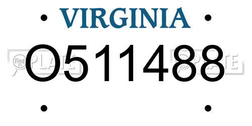 O511488 Virginia License Plate